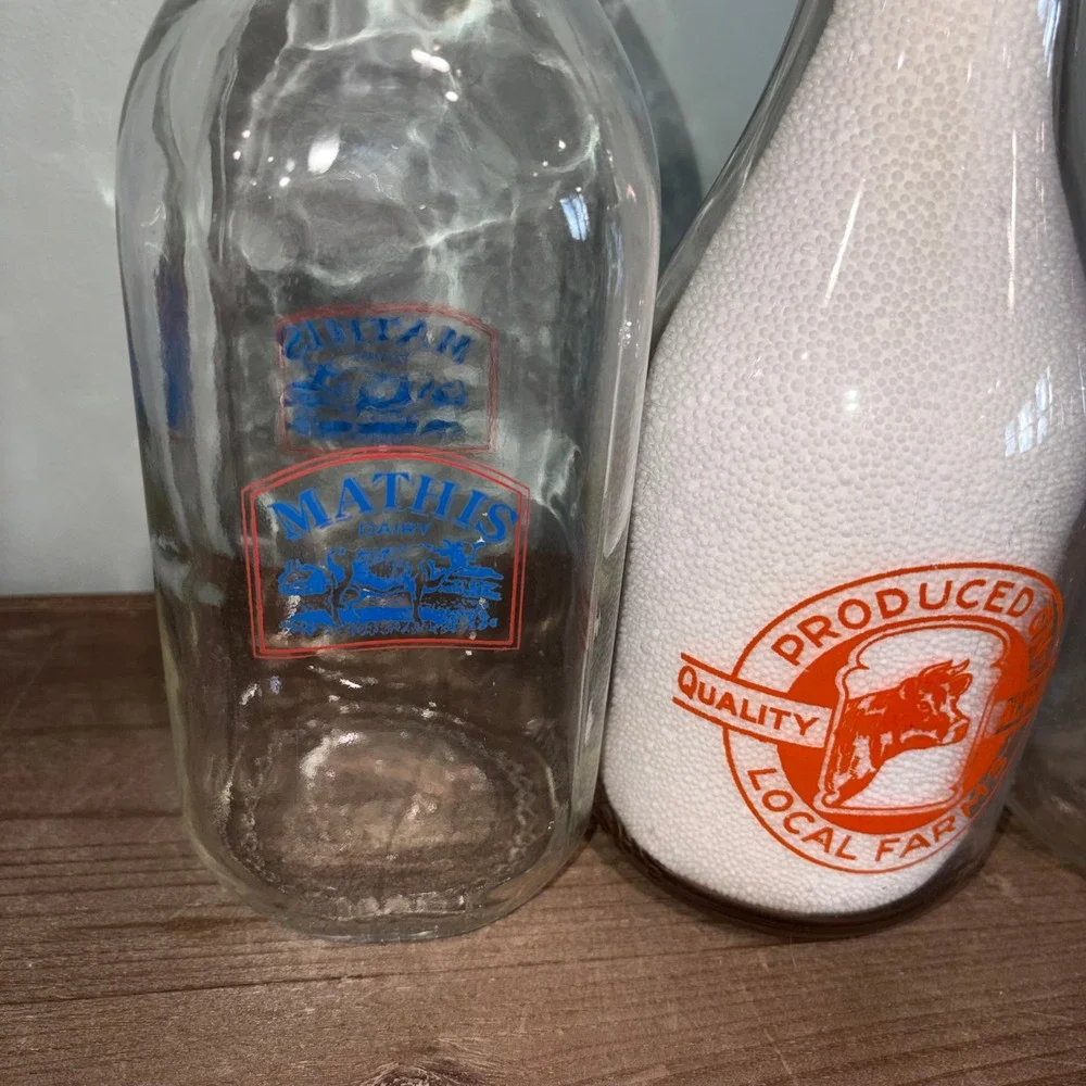 Vintage Pyroglaze Milk Bottle Set Multicolor Mathis Hoff Haskell